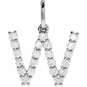 14K White 1/3 CTW Lab-Grown Diamond Initial W Pendant
