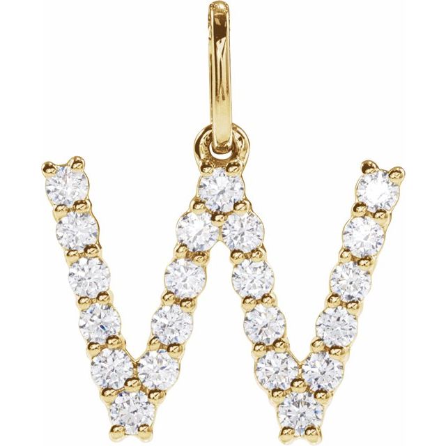 14K Yellow 1/3 CTW Lab-Grown Diamond Initial W Pendant