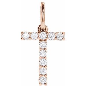14K Rose 1/6 CTW Lab-Grown Diamond Initial T Pendant