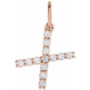 14K Rose 1/5 CTW Lab-Grown Diamond Initial X Pendant