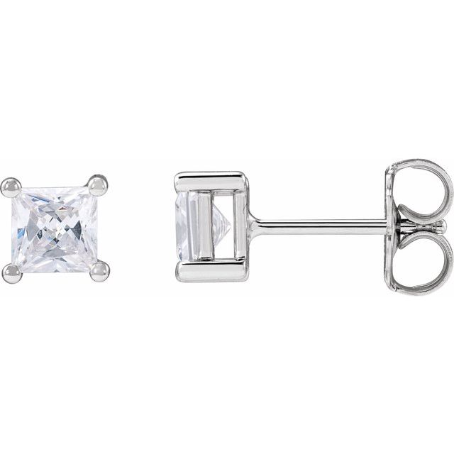 14K White 3.9 mm Square 3/4 CTW Lab-Grown Diamond Earrings