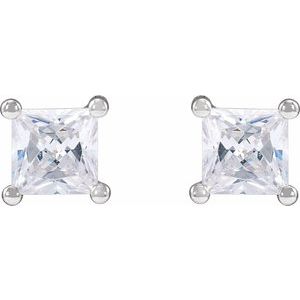 14K White 3.9 mm Square 3/4 CTW Lab-Grown Diamond Earrings