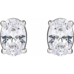 14K White 1 CTW Lab-Grown Diamond Stud Earrings