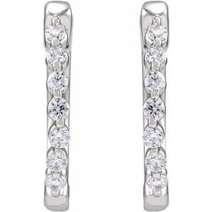 14K White 1/5 CTW Lab-Grown Diamond Hoop Earrings