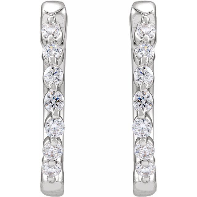 14K White 1/5 CTW Lab-Grown Diamond Hoop Earrings