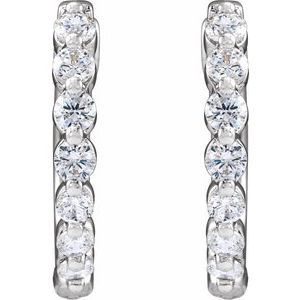 14K White 1/2 CTW Lab-Grown Diamond Hoop Earrings