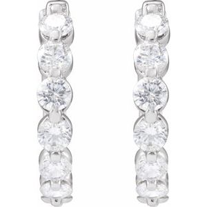 14K White 1 CTW Lab-Grown Diamond Hoop Earrings