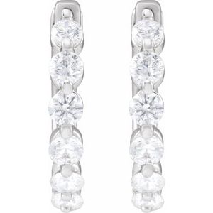 14K White 3/4 CTW Lab-Grown Diamond Hoop Earrings