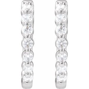 14K White 1/3 CTW Lab-Grown Diamond Hoop Earrings