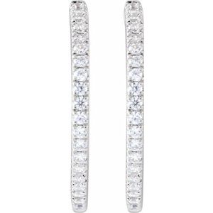 14K White 1/2 CTW Lab-Grown Diamond 22.9 mm Hoop Earrings