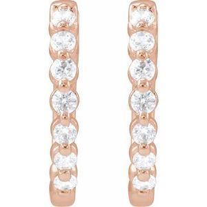 14K Rose 1/3 CTW Lab-Grown Diamond Hoop Earrings