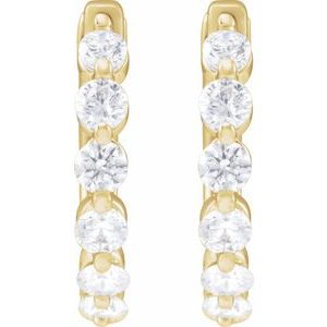 14K Yellow 3/4 CTW Lab-Grown Diamond Hoop Earrings