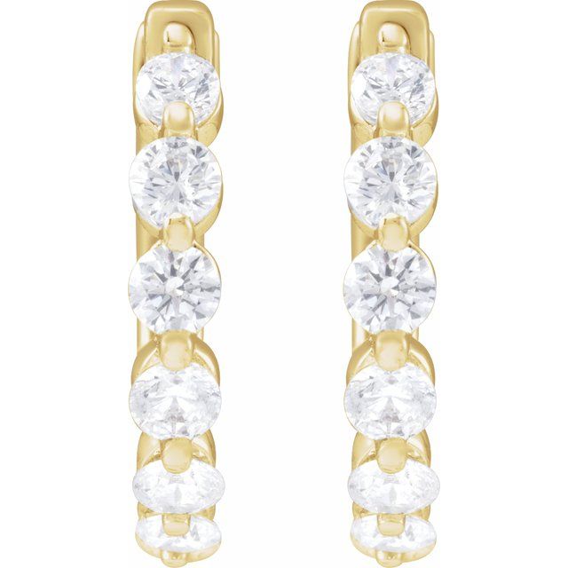 14K Yellow 3/4 CTW Lab-Grown Diamond Hoop Earrings