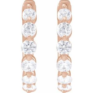 14K Rose 3/4 CTW Lab-Grown Diamond Hoop Earrings