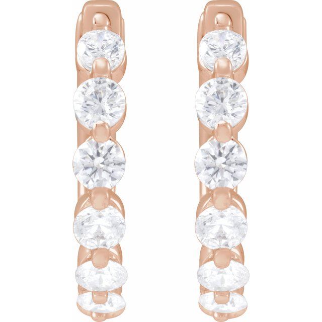14K Rose 3/4 CTW Lab-Grown Diamond Hoop Earrings