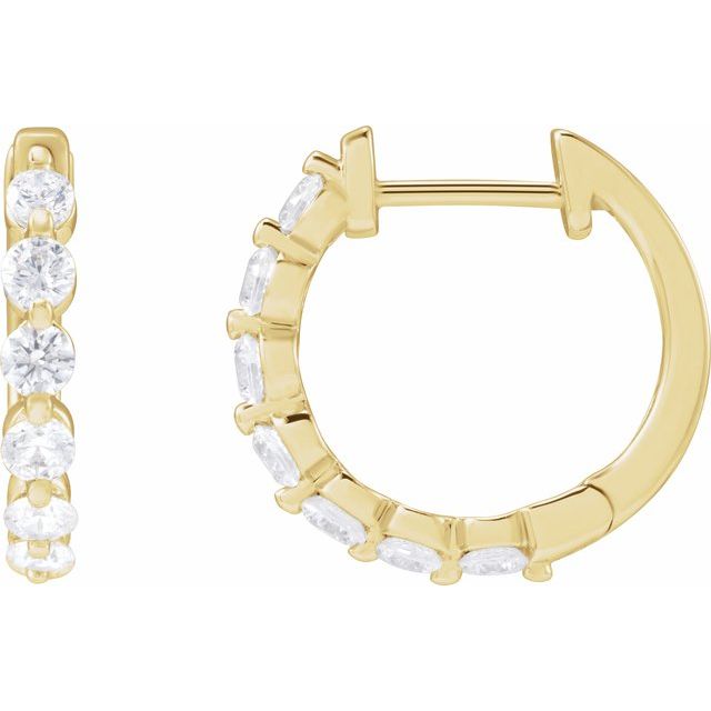 14K Yellow 3/4 CTW Lab-Grown Diamond Hoop Earrings