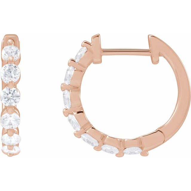 14K Rose 3/4 CTW Lab-Grown Diamond Hoop Earrings