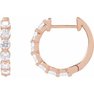14K Rose 1 CTW Lab-Grown Diamond Hoop Earrings