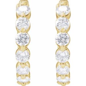 14K Yellow 1 CTW Lab-Grown Diamond Hoop Earrings