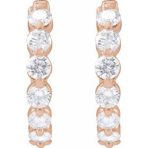 14K Rose 1 CTW Lab-Grown Diamond Hoop Earrings