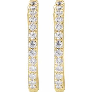 14K Yellow 1/3 CTW Lab-Grown Diamond 16.3 mm Hoop Earrings