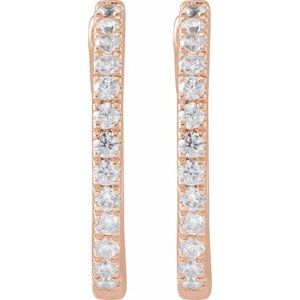 14K Rose 1/3 CTW Lab-Grown Diamond 16.3 mm Hoop Earrings