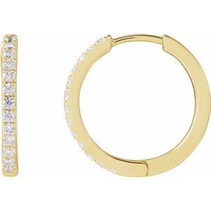 14K Yellow 1/3 CTW Lab-Grown Diamond 16.3 mm Hoop Earrings