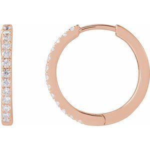 14K Rose 1/3 CTW Lab-Grown Diamond 16.3 mm Hoop Earrings