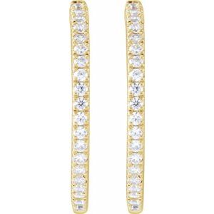 14K Yellow 1/2 CTW Lab-Grown Diamond 22.9 mm Hoop Earrings