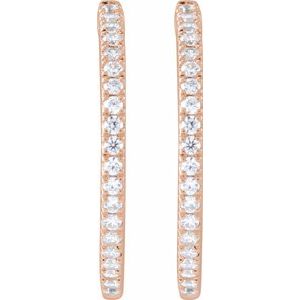 14K Rose 1/2 CTW Lab-Grown Diamond 22.9 mm Hoop Earrings