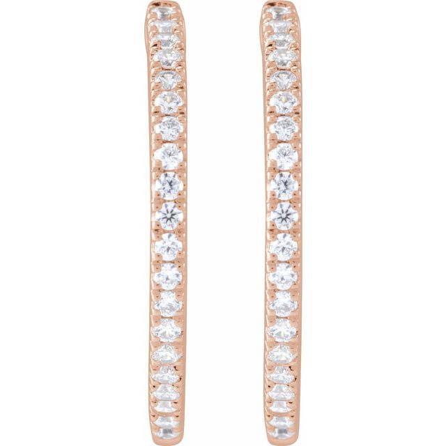 14K Rose 1/2 CTW Lab-Grown Diamond 22.9 mm Hoop Earrings