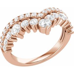 14K Rose 1 CTW Lab-Grown Diamond Contour Band