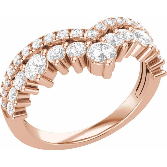 14K Rose 1 CTW Lab-Grown Diamond Contour Band