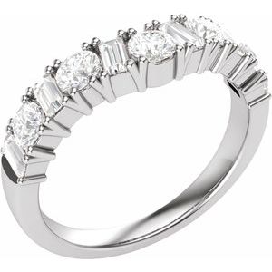 14K White 1 CTW Lab-Grown Diamond Contour Band