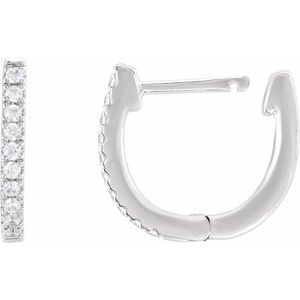 14K White 1/6 CTW Lab-Grown Diamond Hoop Earrings