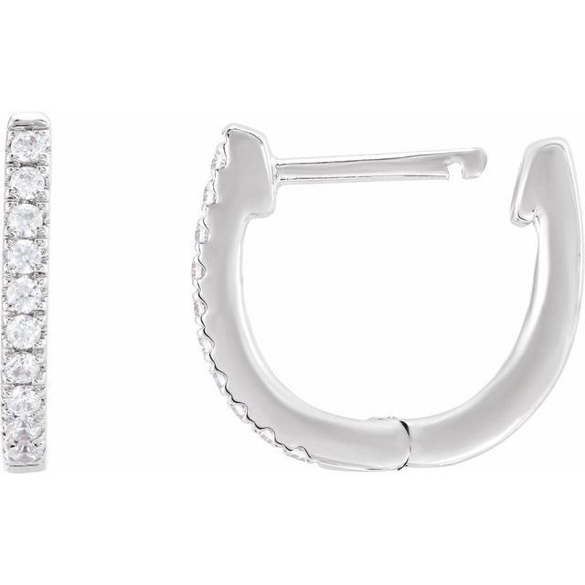 14K White 1/6 CTW Lab-Grown Diamond Hoop Earrings