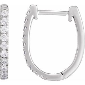 14K White 1/3 CTW Lab-Grown Diamond Hoop Earrings
