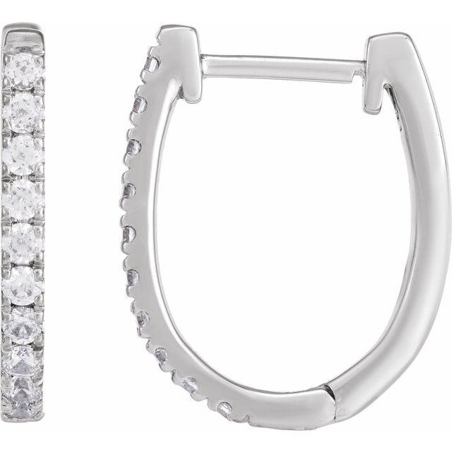 14K White 1/3 CTW Lab-Grown Diamond Hoop Earrings