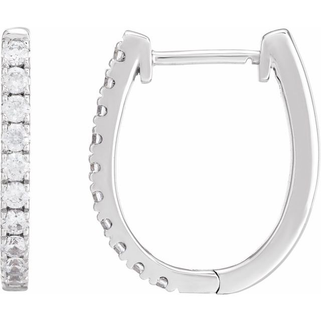 14K White 1/2 CTW Lab-Grown Diamond Hoop Earrings
