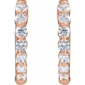 14K Rose 1/2 CTW Lab-Grown Diamond Hoop Earrings