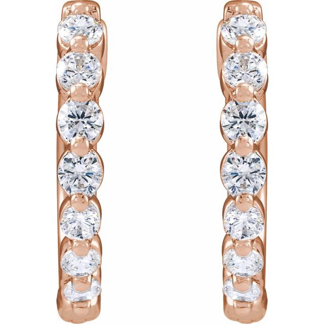 14K Rose 1/2 CTW Lab-Grown Diamond Hoop Earrings