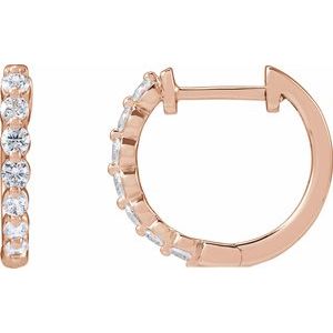 14K Rose 1/2 CTW Lab-Grown Diamond Hoop Earrings