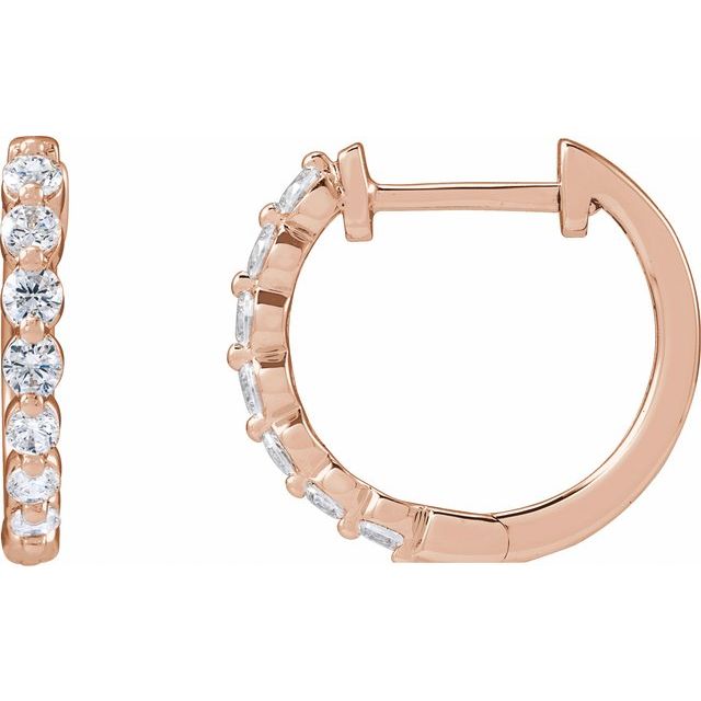 14K Rose 1/2 CTW Lab-Grown Diamond Hoop Earrings