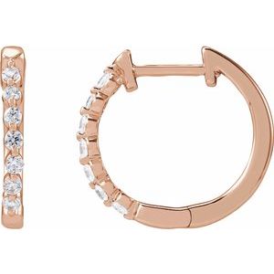 14K Rose 1/5 CTW Lab-Grown Diamond Hoop Earrings