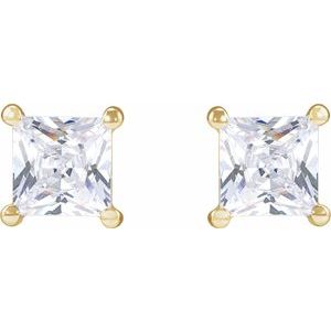 14K Yellow 4.5 mm Square 1 CTW Lab-Grown Diamond Earrings