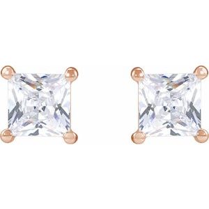 14K Rose 4.5 mm Square 1 CTW Lab-Grown Diamond Earrings