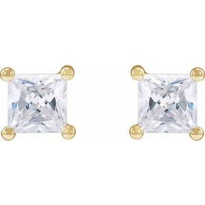 14K Yellow 2 mm Square 1/10 CTW Lab-Grown Diamond Earrings