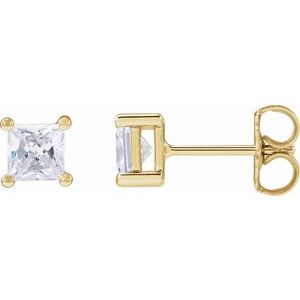 14K Yellow 2 mm Square 1/10 CTW Lab-Grown Diamond Earrings