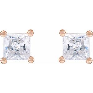 14K Rose 2 mm Square 1/10 CTW Lab-Grown Diamond Earrings