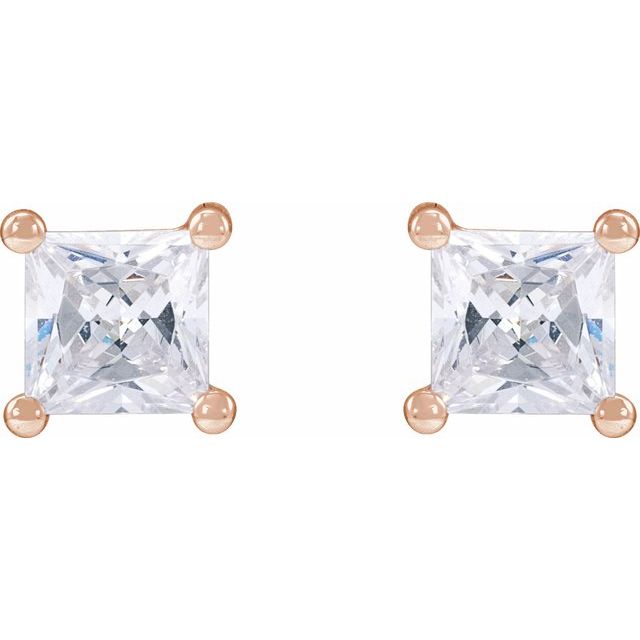 14K Rose 2 mm Square 1/10 CTW Lab-Grown Diamond Earrings